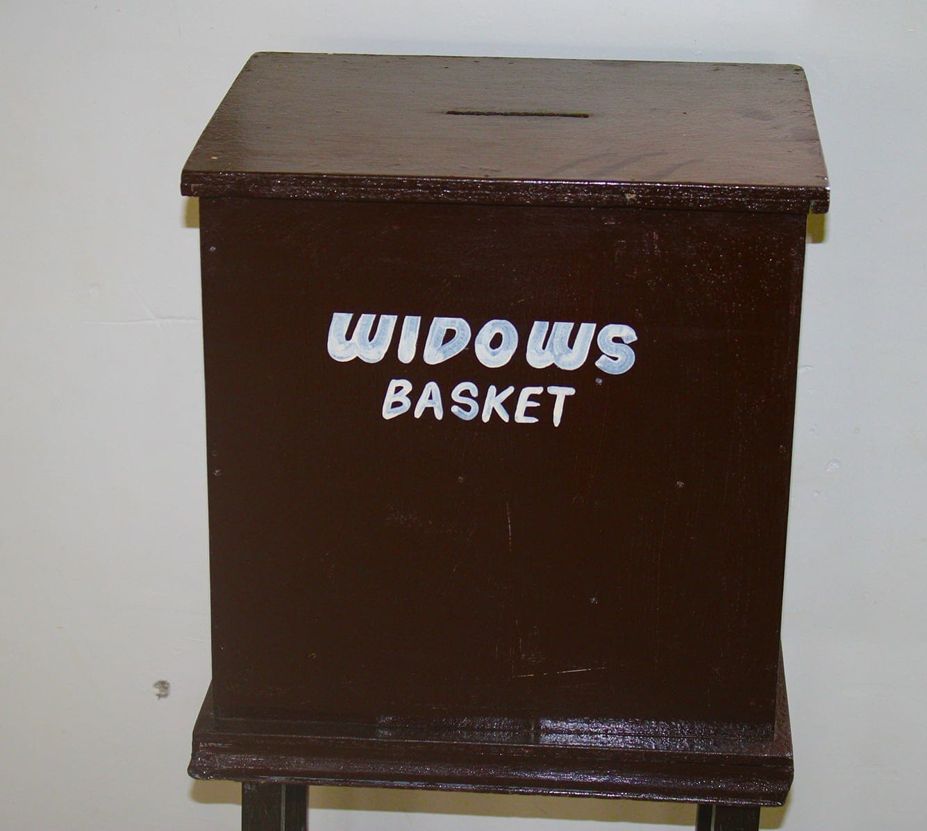 Offering box for widows at church